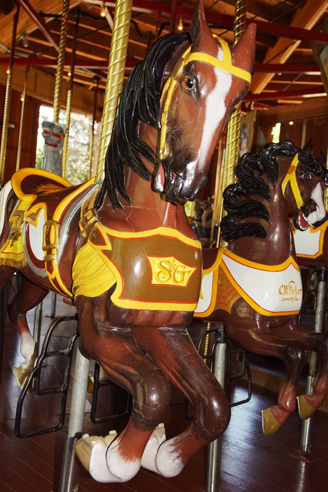 A picture containing indoor, carousel, ride, floor

Description automatically generated