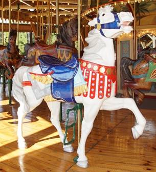 A person standing in front of a carousel

Description generated with high confidence