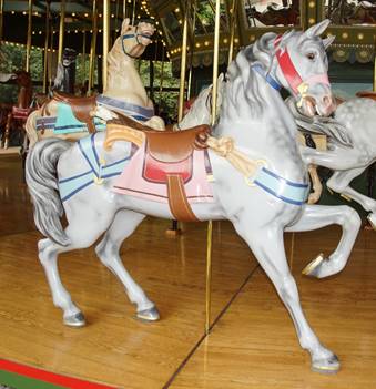 A picture containing floor, indoor, dog, carousel

Description automatically generated
