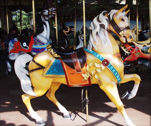A close-up of a carousel

Description automatically generated