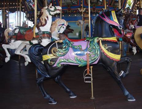 A close up of a carousel

Description automatically generated
