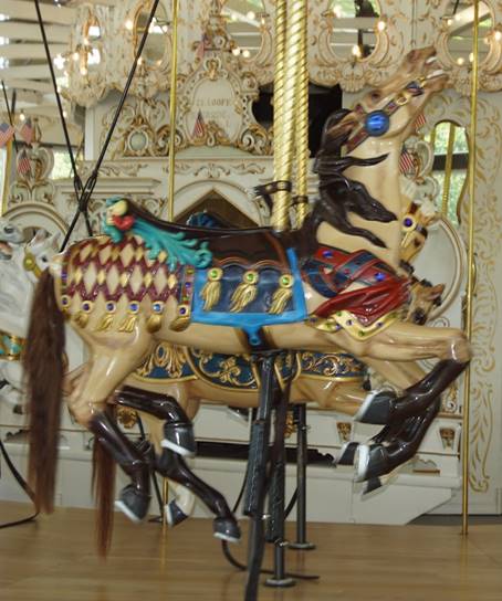 A close up of a carousel

Description automatically generated