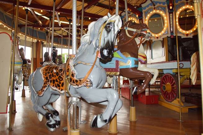 A close up of a carousel

Description automatically generated