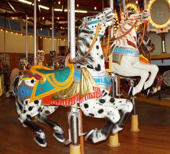 A close up of a carousel

Description automatically generated