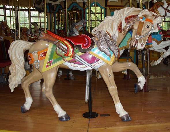 A close up of a carousel

Description automatically generated